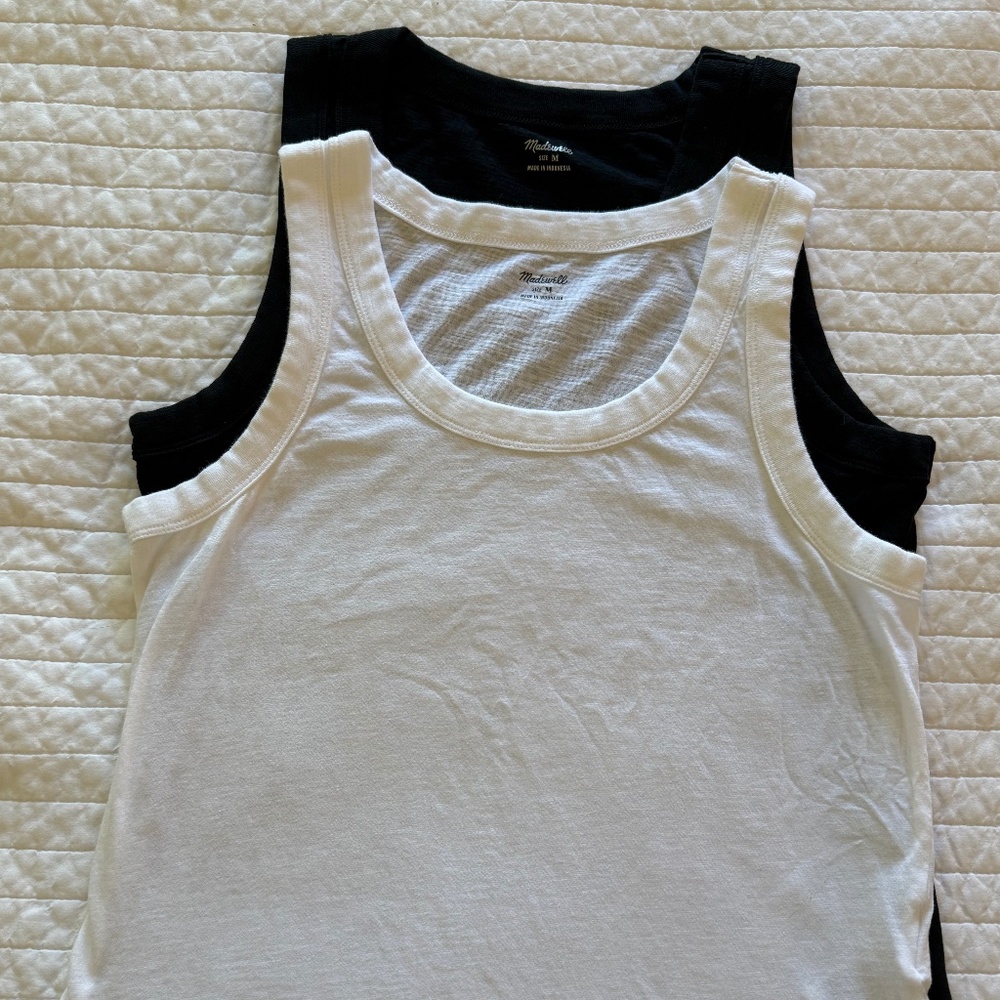 3 NWOT Madewell Cotton Scoopneck tank tops Medium